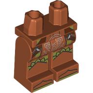 Lego Hips and Dark Orange Legs with Reddish Brown Straps, Dark Tan Feathers/Leaves, Silver Keltic Knot print / Dark Orange