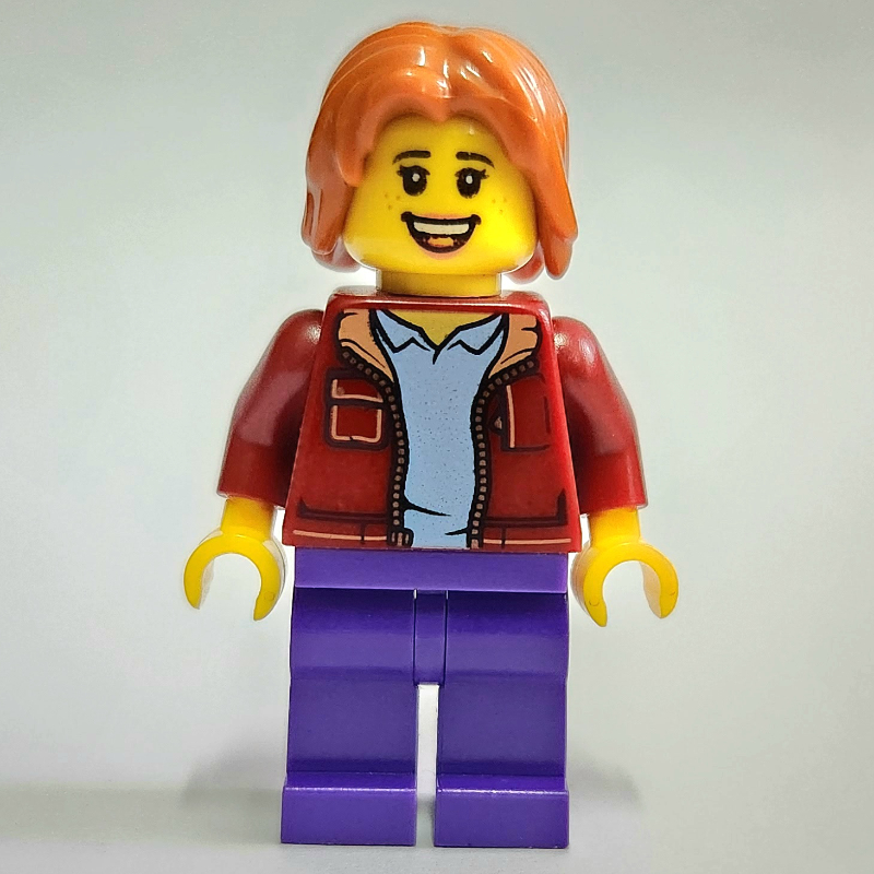 Lego Dark Red Torso, Dark Purple Legs, Dark Orange Hair