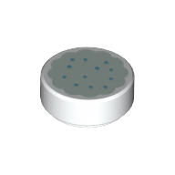Lego Tile Round 1 x 1 with Cookie with Light Aqua Frosting print / White