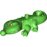 Lego Duplo Animal Alligator / Crocodile, Mouth Opens, Crossed Eyes on Top of Snout Print (Peter Pan) / Bright Green