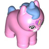 Lego Animal, Cat with Dark Azure Mane and Tail, White Face, Butterfly print / Bright Pink