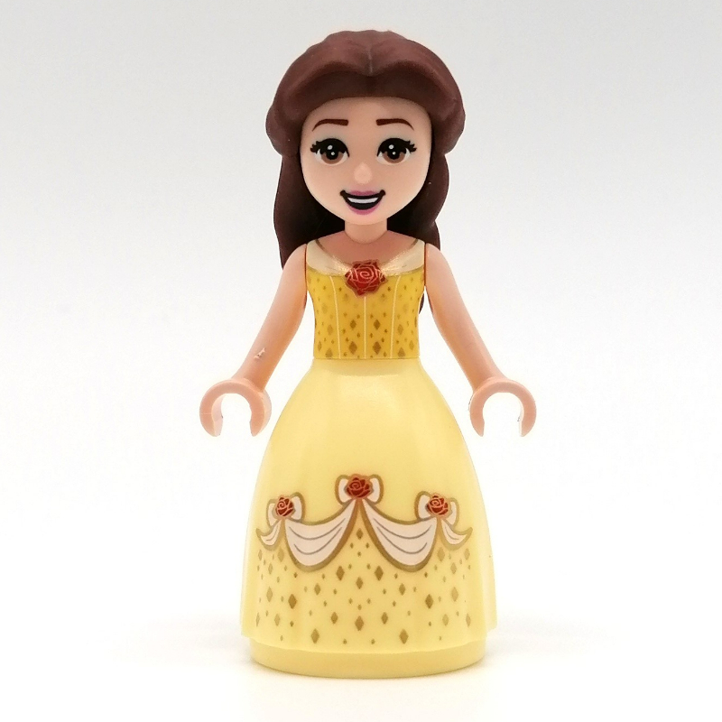Lego Belle, Bright Light Orange and Bright Light Yellow Full Dress with Roses, Open Mouth