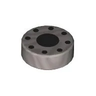 Tile Round 1 x 1 with Black Dot, Circle of Small Black Dots Print / Flat Silver