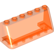 Lego Windscreen 2 x 6 x 2, Thin Top / Trans-Neon Orange
