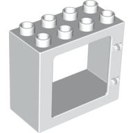 Lego Duplo Door / Window Frame Flat Front Surface, Completely Open Back / White