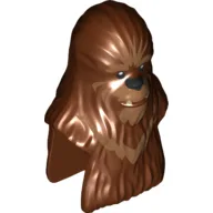 Minifig Head Special, Wookiee with Dark Tan Fur Print / Reddish Brown
