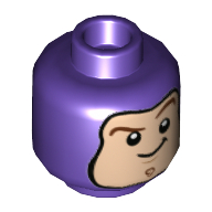 Lego Minifig Head Buzz Lightyear, Raised Eyebrow, Smirk / Dark Purple