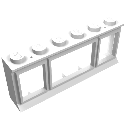 Lego Window 1 x 6 x 2 (old type) with Extended Lip and Solid Studs, with Fixed Glass / White