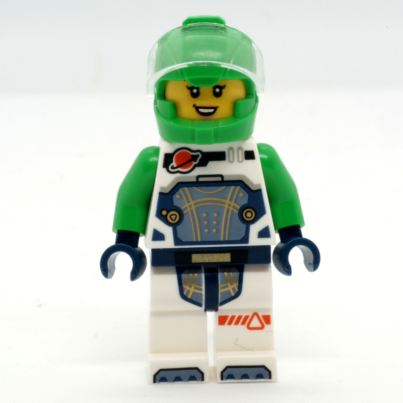 Lego Astronaut, White Spacesuit, Bright Green Helmet