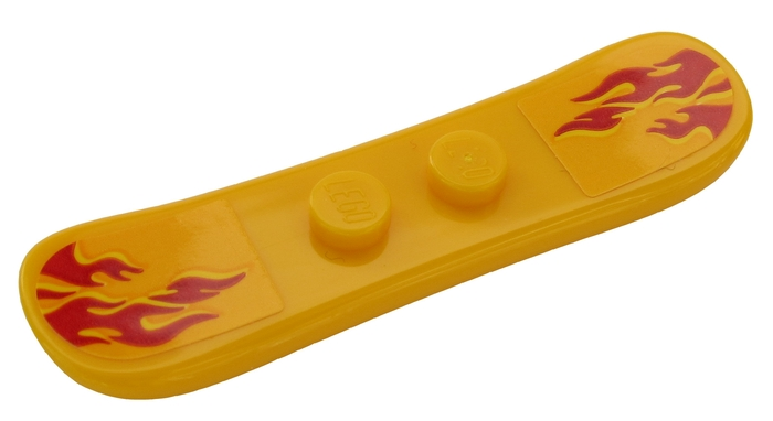 Lego Minifigure, Utensil Snowboard Small with Red Flames Pattern (Stickers) - Set 60203