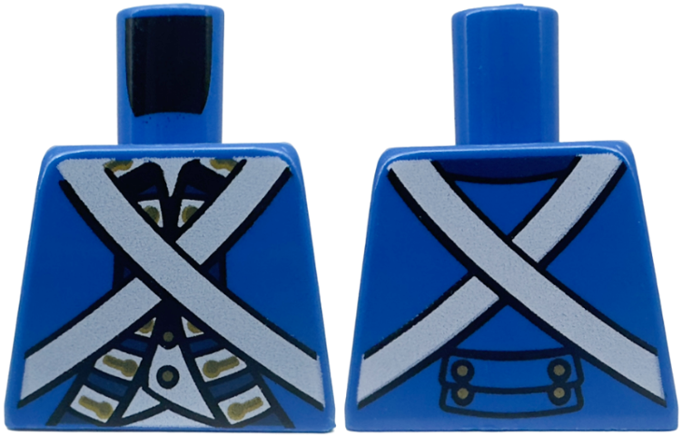 Lego Torso Imperial Soldier Uniform Jacket with Dark Blue, Gold, and White Trim over Vest with Buttons, Crossbelts Pattern (Bluecoat)