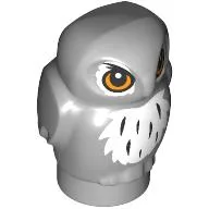 Animal, Bird, Owl, Baby with White Chest, Orange Eyes Print / Light Bluish Gray