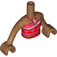 Lego Minidoll Torso Girl with Red/Pink Top, Dark Red Necklace, White Strap print, Medium Nougat Arms and Hands / Medium Nougat