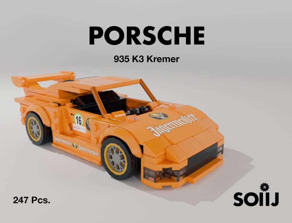 Lego Porsche 935 K3 Kremer Jägermeister livery 1:27 (sticker sheet included as a printable file)