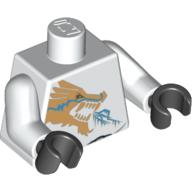 Lego Torso Gold Dragon Front and Gold Lion and 'Zane' Back Print, White Arms, Black Hands / White