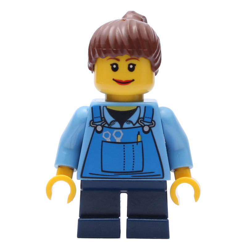 Lego Kid - Medium Blue Torso, Dark Blue Legs, Reddish Brown Hair