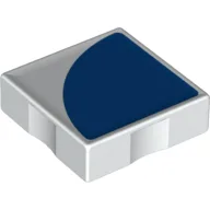 Duplo Tile 2 x 2 with Shape Blue Quarter Disc Print / White