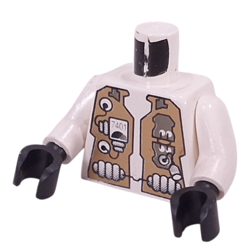 Lego Torso Spacesuit with '7401' Print, White Arms, Black Hands / White
