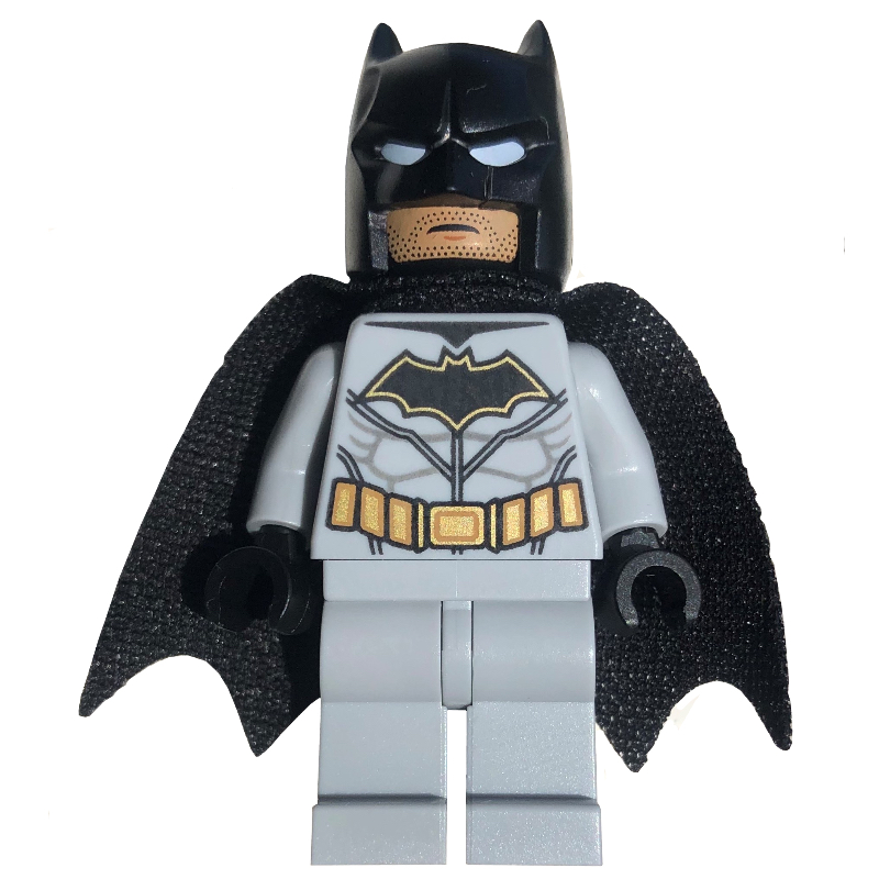 Lego Batman, Light Bluish Gray Suit, Black Cape and Cowl, Black Head