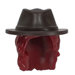 Hair and Hat, Long with Dark Brown Hat Pattern / Dark Red