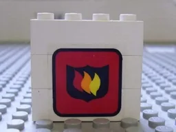 Stickered Assembly 4 x 1 x 3 with Fire Logo Badge Pattern (Sticker) - Set 6571