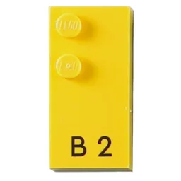 Braille Brick 2 x 4 with 2 Studs ⠃ and 'B 2' Print / Yellow