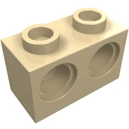 Technic Brick 1 x 2 [2 Pin Holes] / Tan