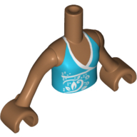 Lego Minidoll Torso Girl with Medium Azure Top with White Trim, Medium Nougat Arms and Hands / Medium Nougat