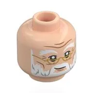 Minifig Head Albus Dumbledore, Gold Glasses, White Beard, Smirk / Open Mouth / Light Nougat