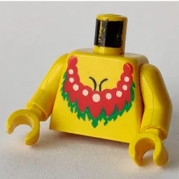 Torso, Bare Chest with Red Lei Print, Yellow Arms and Hands / Yellow