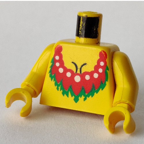 Lego Torso Bare Chest with Red Lei Print, Yellow Arms and Hands / Yellow