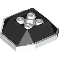 Brick Wedged, Sloped 4 x 4 with White Underside Pattern (Koopa Troopa Shell) / Black