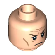 Minifig Head Elrond, Dual Sided, Brown Eyebrows, Cheek Lines, Smile / Frown Print [Hollow Stud] / Light Nougat