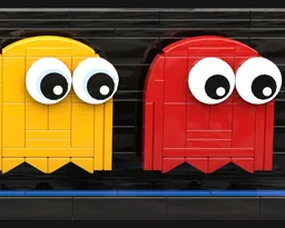 Pac-Man and Ghosts Brick-built Characters Display