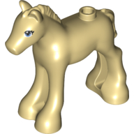 Lego Animal, Horse / Foal, with Blue Eyes, White Pupils and Black Eyelashes Print / Tan