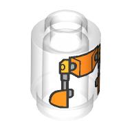 Lego Brick Round 1 x 1 Open Stud with Orange Panels (RJ-83) Print / Trans-Clear