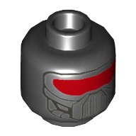 Lego Minifig Head Dark Trooper, Red Visor, Breathing Mask Print / Black