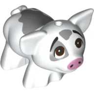 Animal, Pig, Small with Bright Light Pink Snout, Light Bluish Grey Spots, Looking Up (Pua) / White
