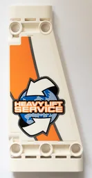 Technic, Panel Plate 5 x 11 x 1 Tapered with 'HEAVY LIFT SERVICE', White Arrows and Orange and Dark Bluish Gray Stripes Pattern Model Right Side (Sticker) - Set 42052