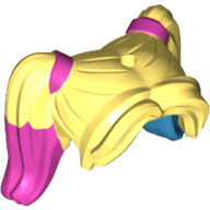 Lego Hair Pigtails High, Long Bangs, Hole on Top, Hair Ties with Dark Pink Bands, Dark Azure Print