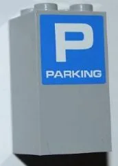 Brick 2 x 2 x 3 with White Letter P and 'PARKING' on Blue Background Pattern (Sticker) - Set 8186