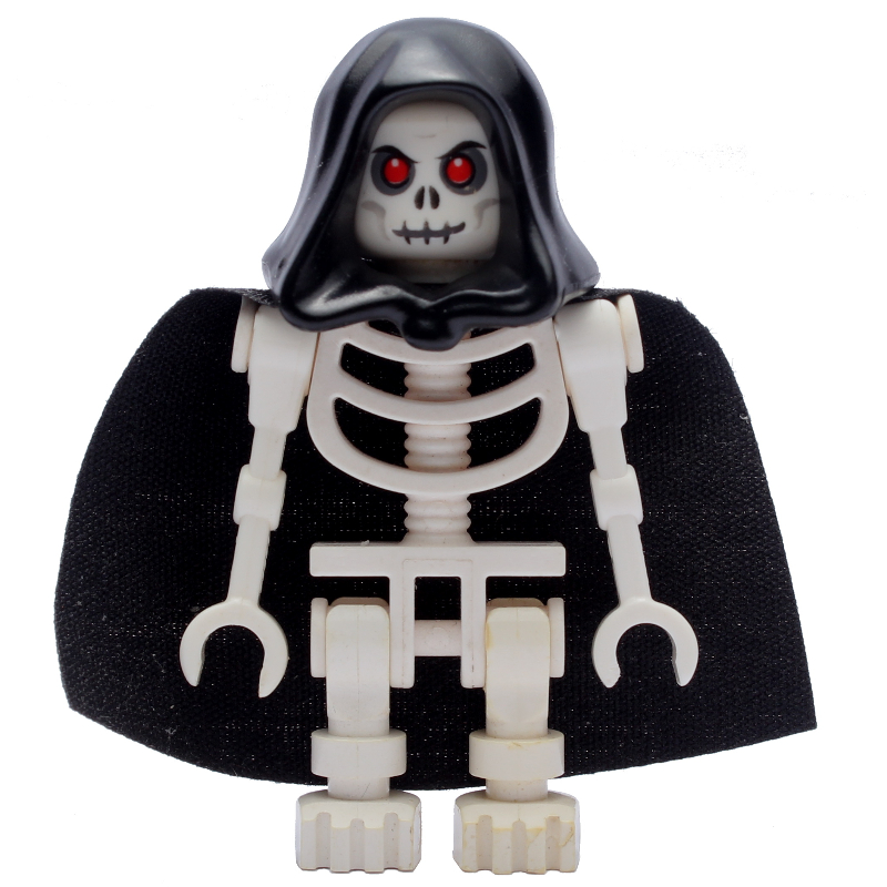 Lego Skeleton, Red Eyes, Black Hood and Cape