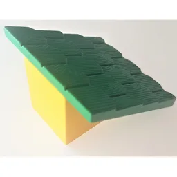Duplo Roofpiece, Slope 30°, 4 x 4 Shingled, with Yellow Base / Purple