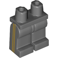 Lego Hips and Dark Bluish Gray Legs with 2 Yellow Vertical Stripes on Side Print / Dark Bluish Gray