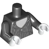 Torso, Jacket with White Shirt and Pinstripes Print, Black Arms with White Pinstripes Print, White Hands / Black