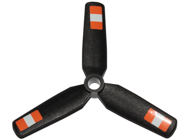 Lego Propeller 3 Blade 9 Diameter with Center Recessed with Orange and White Stripes Pattern (Stickers) - Set 42117