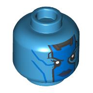 Lego Minifig Head Nebula, Blue Face Paint, Stripes, Angry Stare, Dark Blue Lips print / Dark Azure