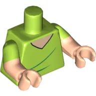 Torso, Dual Molded Arms, V Neck Shirt Print, Lime Sleeves Pattern, Light Nougat Arms and Hands / Lime