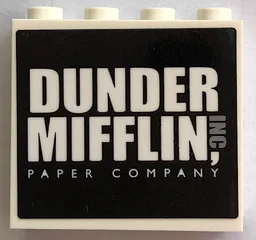 Brick 1 x 4 x 3 with 'DUNDER MIFFLIN PAPER COMPANY, INC' Pattern (Sticker) - Set 21336