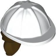 Lego Hair and Helmet, Construction / Hard Hat, Ponytail Dark Brown pattern / White